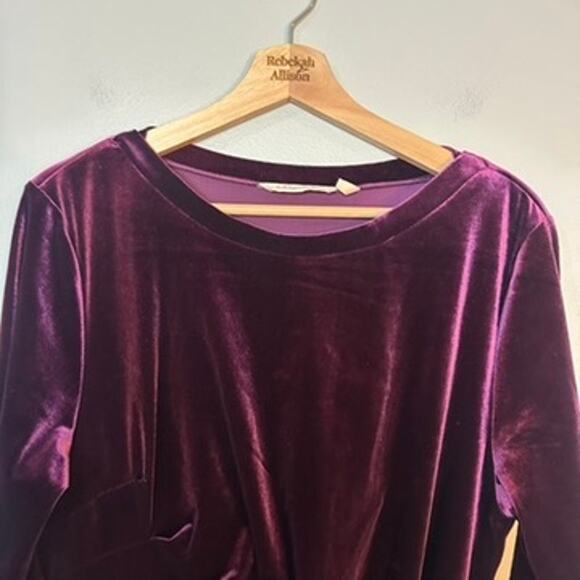 Soft Surroundings SZ XL Lisabetta GORGEOUS Purple Velvet Dress Long Sleeve EUC - Picture 4 of 10